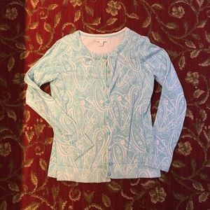 Blue/white patterned button down cardigan